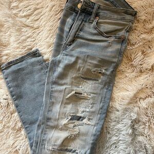 American Eagle Outfitters Blue Slim Straight Distressed Jeans